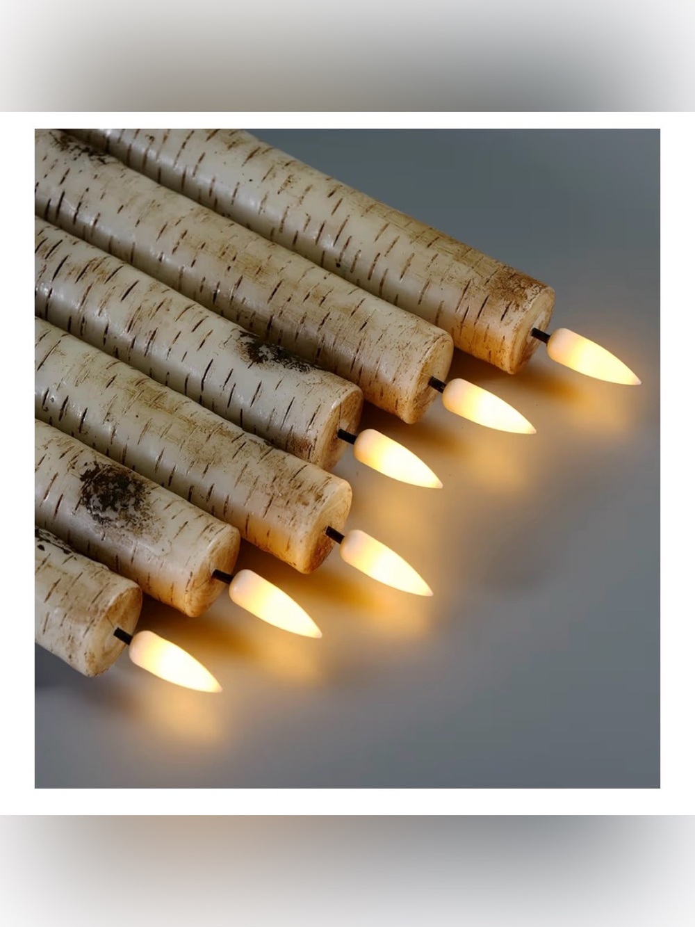 Birch Bark Flameless Taper Candles with Remote